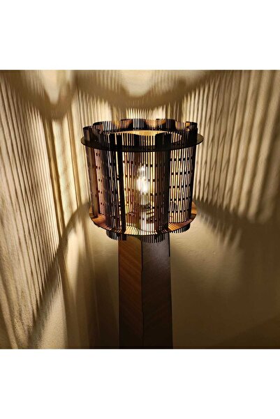 Genel Markalar Mdf Ahşap Ev Dekorasyonu Gece Lambası Konik Ayaklı Ceviz Rengi Lambader