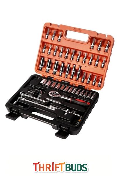Thriftbuds Special Production 53 Piece Titanium Socket - Torque Wrench Kit Ratchet Repair Set