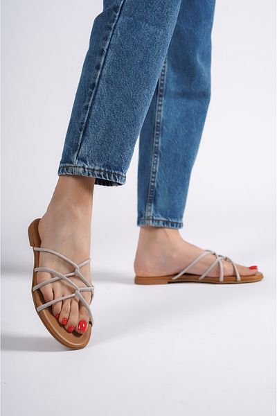 Mubiano 23603-vz Genuine Leather Women's Mink Sandals & Slippers