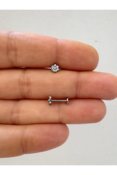 Arescollection 1 adet G23 TİTANİUM ( titanyum ) tragus helix kıkırdak uyumlu ...