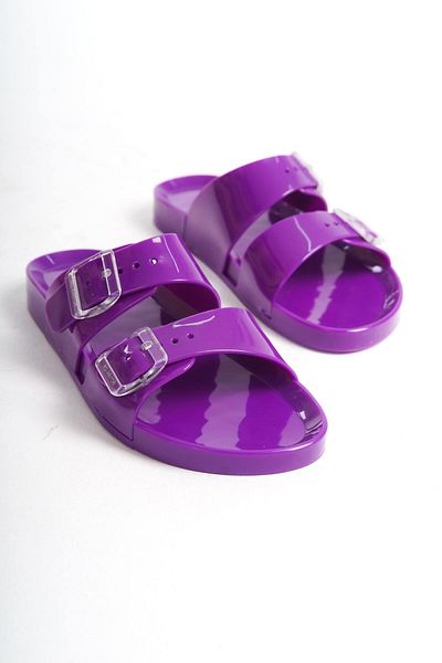 Mubiano Summer Women's Jelly Mat Purple Flat Slippers-Mstb146-Mr