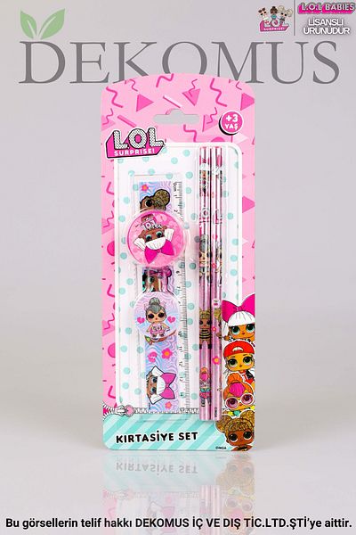 L.O.L. SURPRISE Licensed Lol Surprise Set of 5 Parts: 2 Kursun Pens, Ruler, Eraser and Pencil Sharpener