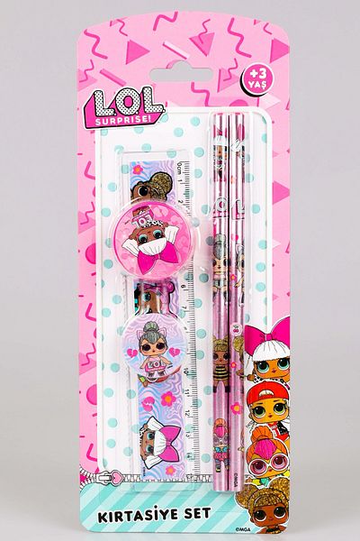 L.O.L. SURPRISE Licensed Lol Surprise Set of 5 Parts: 2 Kursun Pens, Ruler, Eraser and Pencil Sharpener