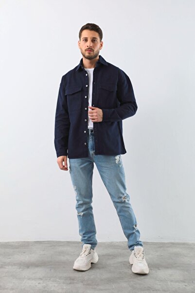 BANNY JEANS Чоловіча сорочка-джинси оверсайз, темно-синя