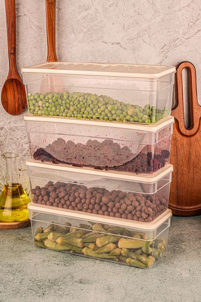welcomein 4-Piece Refrigerator Organizer - Microwave and Diffracted Convenient Storage Container Set