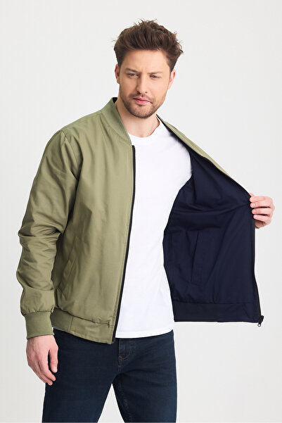 STONCS Men's Navy Blue Cotton Double Sided Seasonal Coat