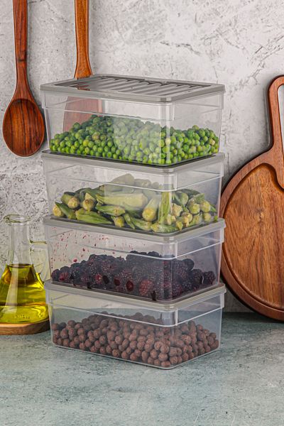 welcomein 4-Piece Refrigerator Organizer - Microwave and Diffracted Convenient Storage Container Set