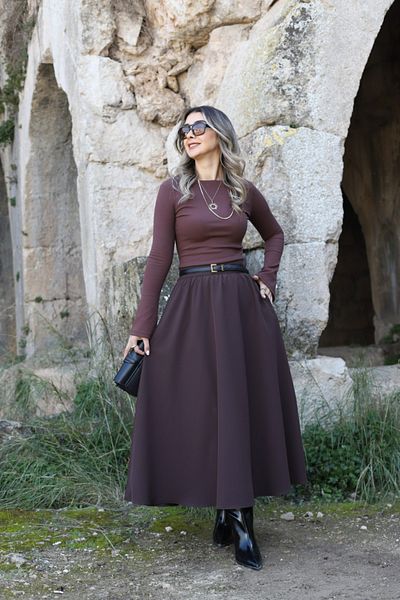 bytugcekaya Καφέ πικάντικη φούστα με τσέπες
