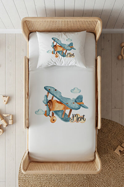 Lilabio %100 Pamuk Saten İsme Özel İsimli 100x200 Tek Kişilik Lastikli Çarşaf...