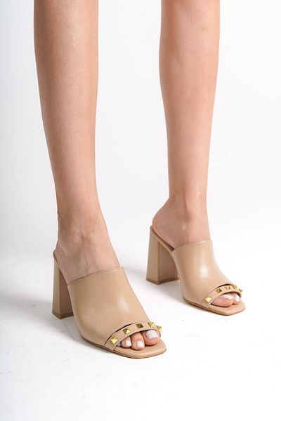 Mubiano Collection Papuci de damă cu toc din piele naturală Nude -mcbrg5692-n