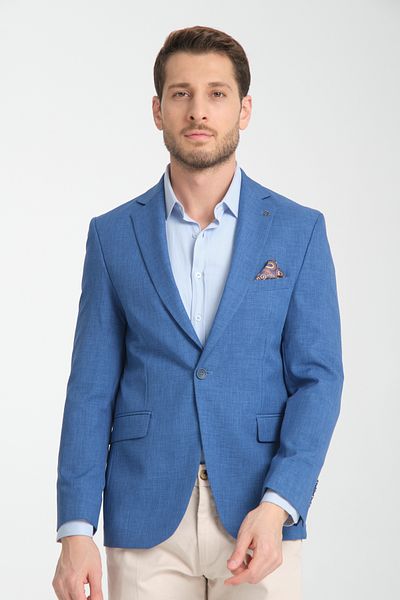 Frappoli Nipoyee Ανδρικό Σκούρο Μπλε Battal Plus Size Μπουφάν Basic Sports Blazer με επένδυση με κουμπιά
