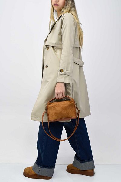 birizmoda Beige Windbreaker Lined Trench Coat