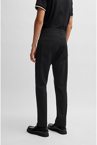BOSS Erkek Regular Fit Normal Bel Düz Paça Streç Pamuklu Siyah Pantolon 50530849-001