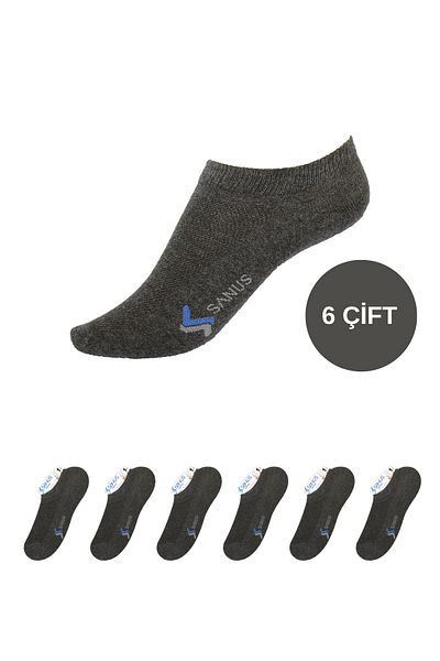 SANUS 6 Pairs Unisex Anthracite Booties Socks