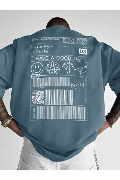 Revasser Unisex Kadın/Erkek Have Renkli Özel Baskılı Oversize Pamuk Penye T-S...