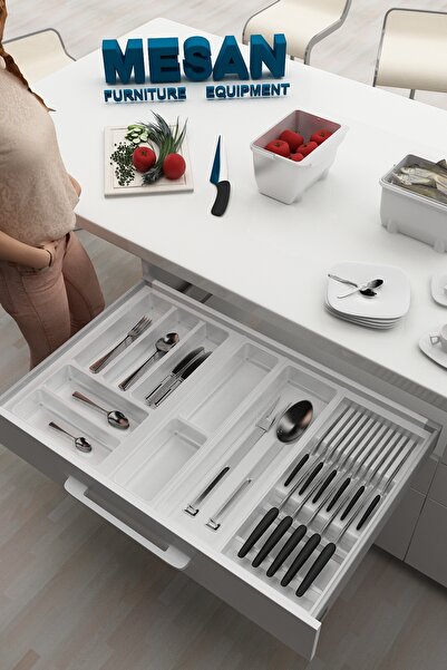 CET PRIME منظم أدوات المائدة والسكاكين باللون الأبيض، يمكن قطعه بجانبه وطوله ...