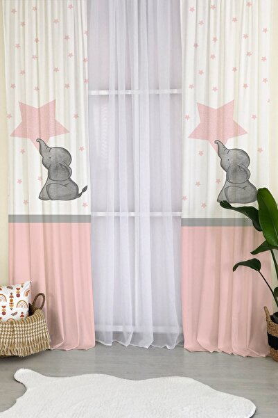 milroma Star Elephant Pattern Velvet Baby and Children's Room Background Curt...