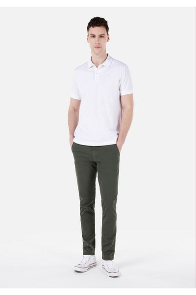 Colin's Slim Fit Mid Waist Straight Leg Men's Green Trousers Cl 1049749