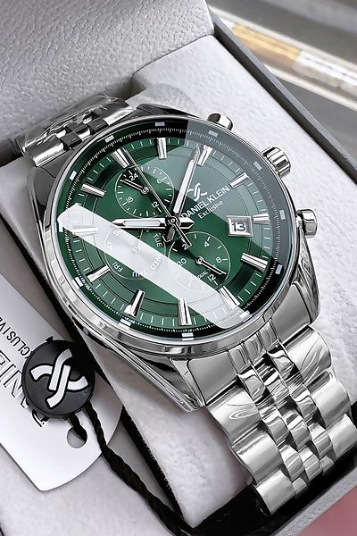 Daniel Klein Exclusive Men's Wrist Watch 3 Atm Waterproof: Silver Color Steel Band