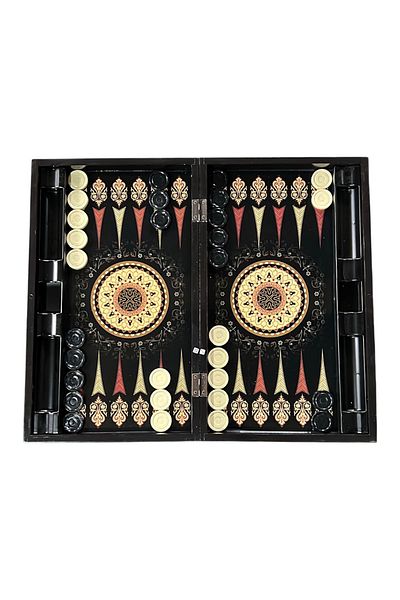 ESER Red Carpet Patterned Plastic Sequined Backgammon Set 25 X 50 cm