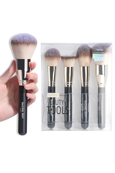RACHEL ROY Large Size 4-Piece Blush Foundation Contour Blush Makeup Brush Set - Makeup Brush