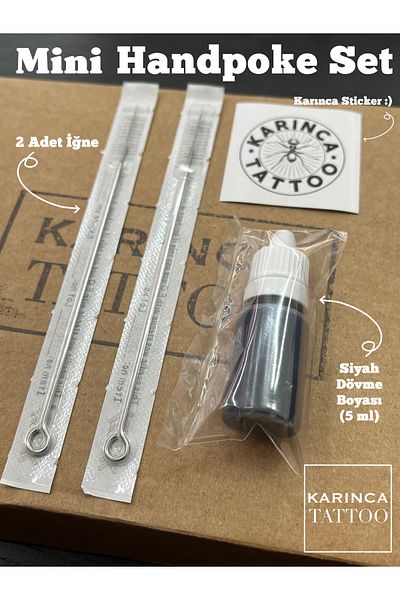 Karınca Piercing Mini Handpoke Set - Permanent Tattoo Needle and Paint Kit, Ant Tattoo