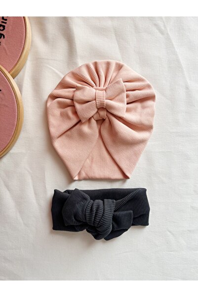 BurculuDükkan Kız Bebek Bone Bandana 2’li Set Hediyelik Set