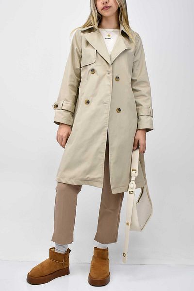 birizmoda Slit Lined Seasonal Trench Coat - Beige