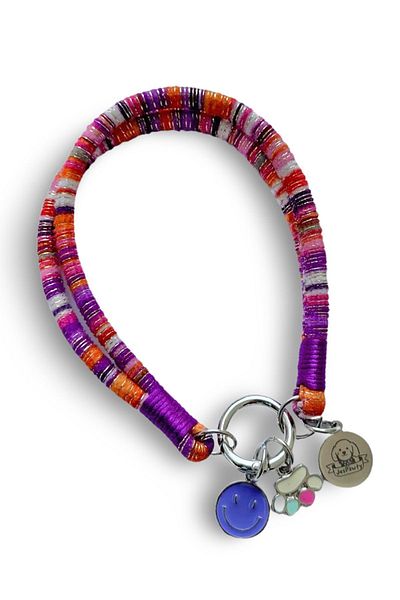 JesPawty Jesspecial Purple Rope Rope Cat Dog Necklace with Charm Pendant Silver Color