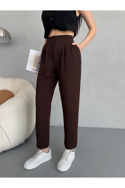 alanora Women's High Waist Carrot Cut Stretch/Lycra Fabric Pants
