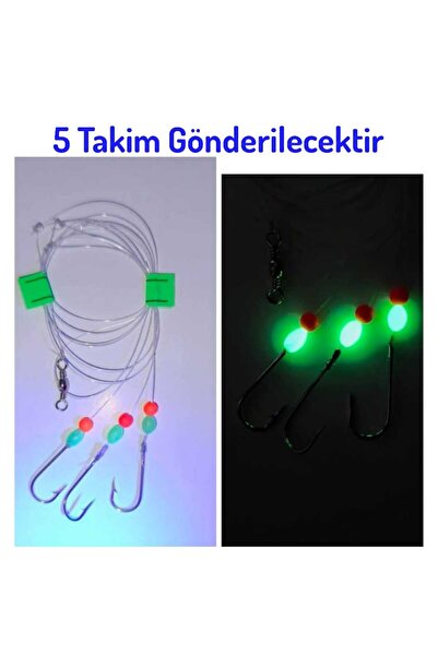 hobim Tekne Ve Kıyı Kullanımına Uygun Fosfor Boncuklu Dip Takımı - 5 ADET