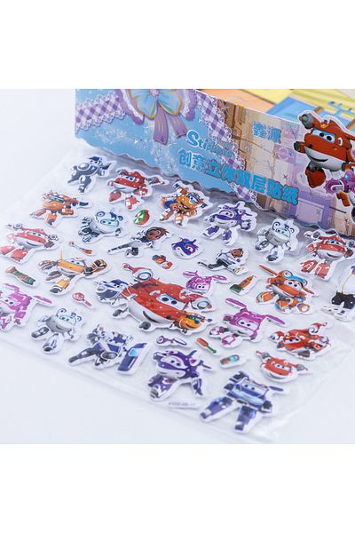 Bimotif Αυτοκόλλητο με ανάγλυφο 2 φύλλα, Super Wings και Friends
