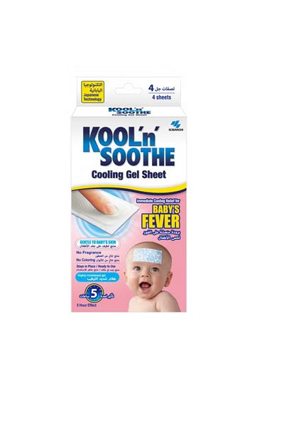 Kool N Soothe ورقة جل التبريد لتخفيف الحمى لدى الأطفال في سن الرابعة على الفور