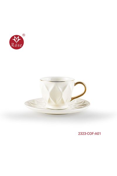 Rose 2323 Turkish Porcelain Coffee Cup Set 12 Pieces