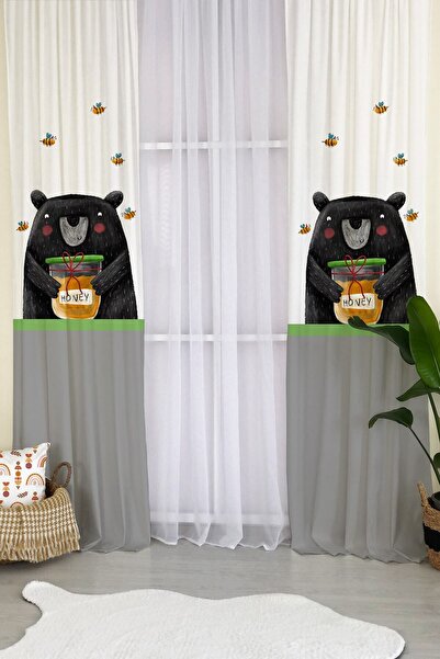milroma Black Teddy Bear Pattern Velvet Baby and Children's Room Background C...
