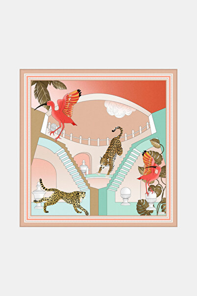 Vakko BEJ ANIMAL FIGÜRLÜ TWILL EŞARP