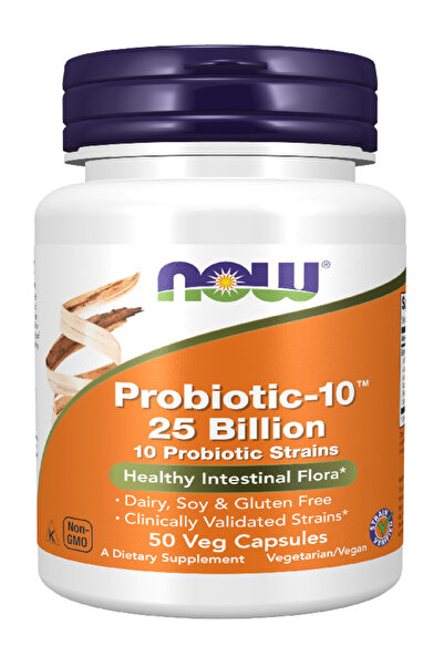 Now Foods كبسولات بروبيوتيك 10 25 مليار نباتية - 50 كبسولة