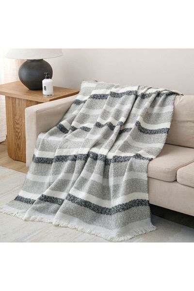 Mezoe Stripe Pattern Soft and Luxurious Yarn Dyed Woven Throw