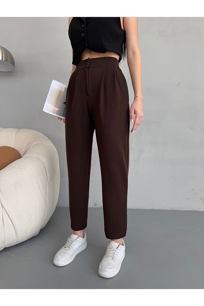 alanora Women's High Waist Carrot Cut Stretch/Lycra Fabric Pants