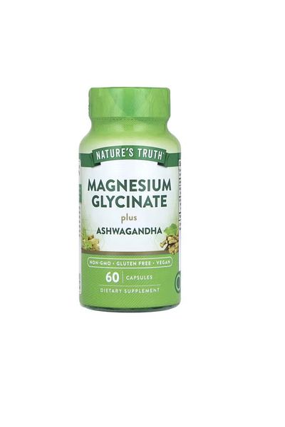 Nature's Truth Magnesium Glycinate plus Ashwagandha 60 Capsules