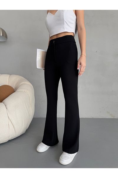 alanora Women's High Waist Flared Leg Stretchy Lycra Fabric Pants