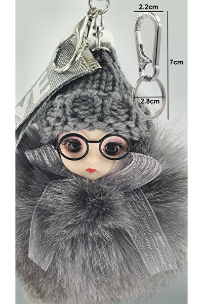 shop Breloc PĂPUȘĂ cu ochelari de pluș, CÂRLIG DE CARABINA ZINC