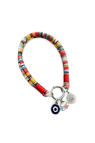 JesPawty Jesspecial Colorful Rope Rope Cat Dog Necklace with Charm Pendant Silver Color