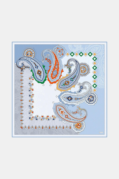 Vakko AÇIK MAVİ ŞAL DESENLİ TWILL EŞARP