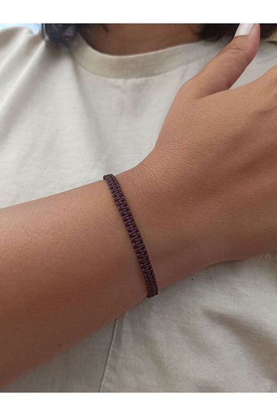 TREND Unisex Braided Brown Macrame Drawstring Bracelet, Handmade, Water Resistant, Adjustable Bracelet