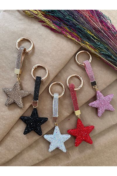 Home Zircon Stone Star Figured Keychain