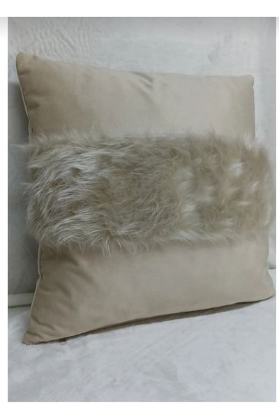 Rüyam Husă de pernă decorativă din pluș crem cu model