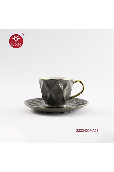 Rose 2323 Turkish Porcelain Coffee Cup Set 12 Pieces