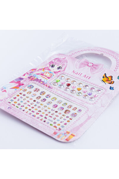 Bimotif Karışık şekilli yapışkanlı 3D tırnak sticker seti  Pembe