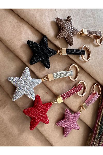 Home Zircon Stone Star Figured Keychain